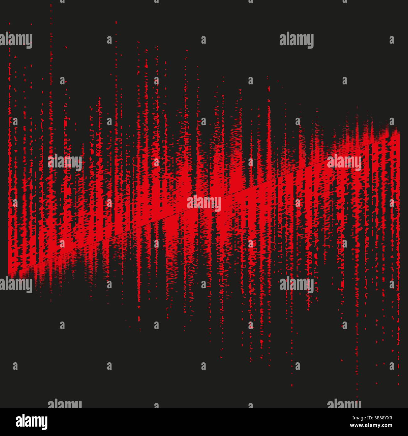 Digital rain pattern. Red Vector glitch. Tech pixel background. Data stream texture. Manual vector only. No autotrace used. EPS 10. Stock Vector