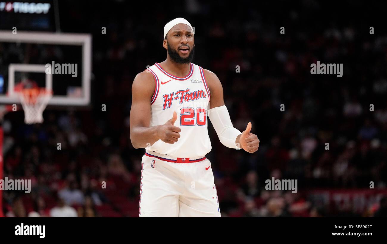 Houston Rockets guard Josh Okogie (20) on the court during the first ...
