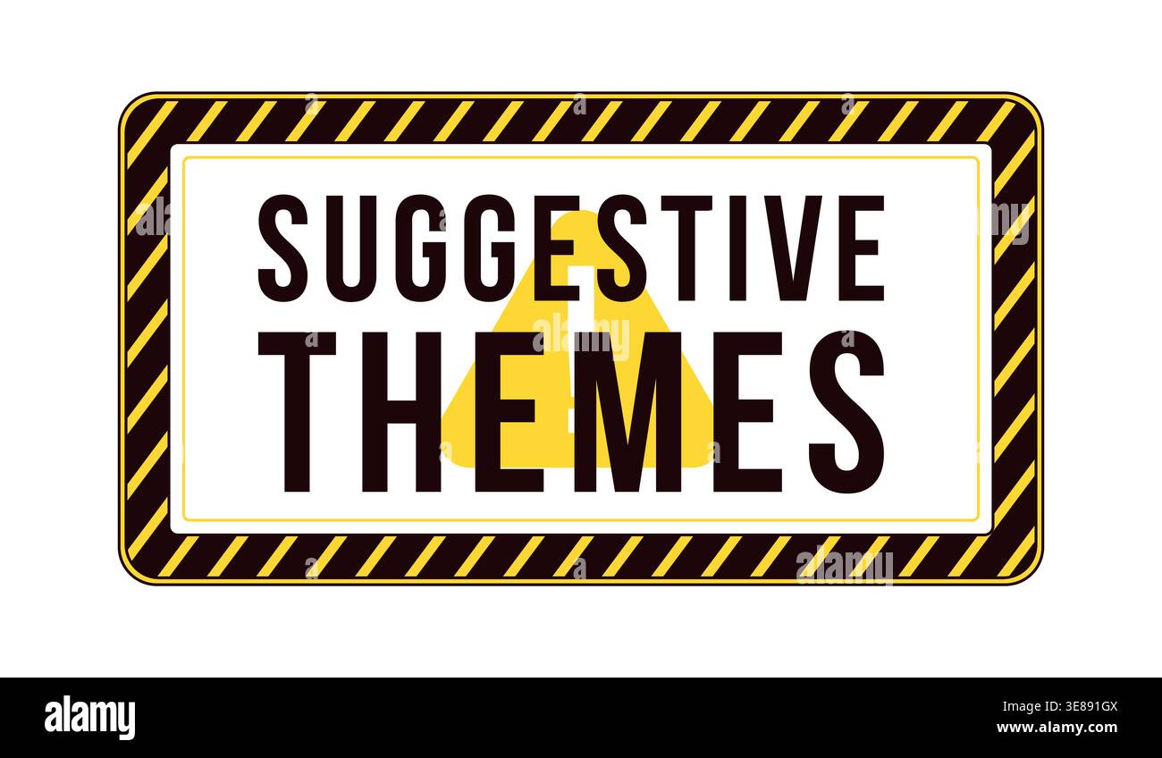 Suggestive themes content warning label overlay Stock Vector