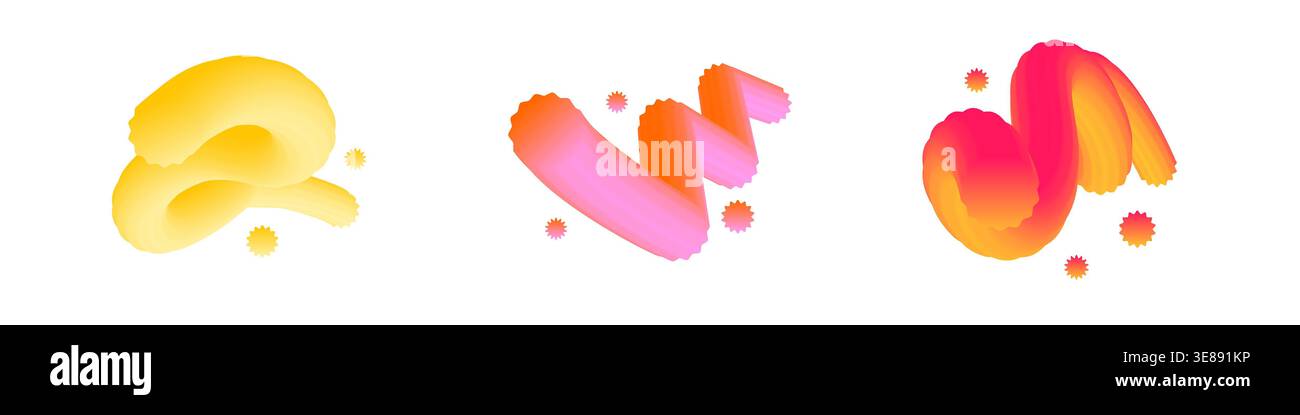 Dynamic 3d curved gradient shapes for creative graphic design. Stock Vector