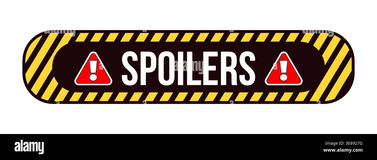 Spoilers warning hazard label overlay Stock Vector