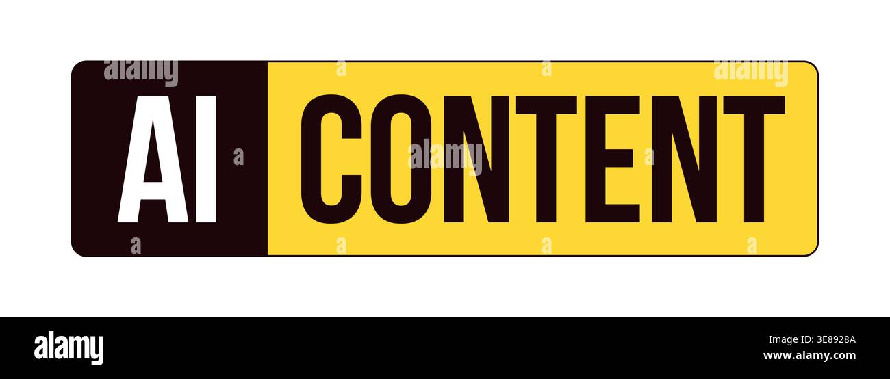 AI content disclosure label overlay Stock Vector