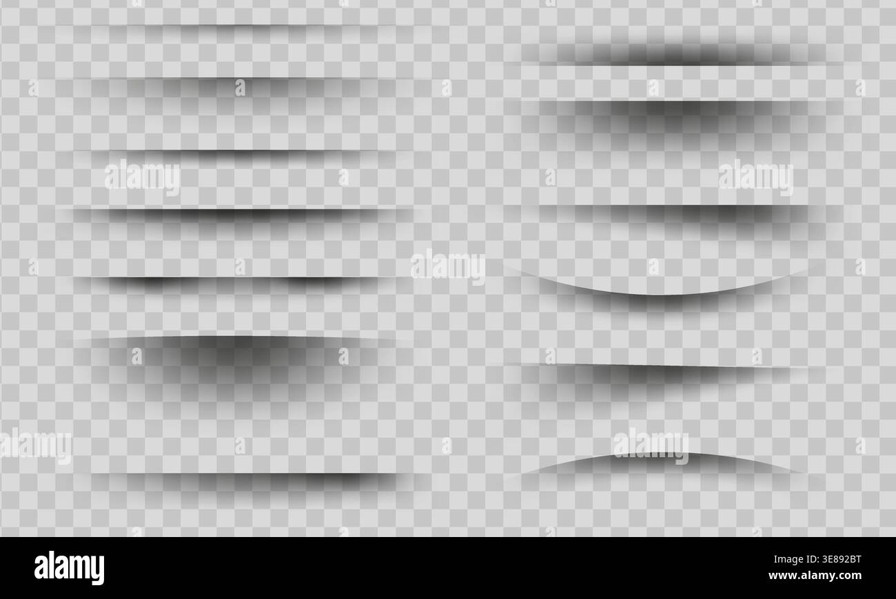 Shadow stripes set. Overlay drop shadows effect collection Stock Vector