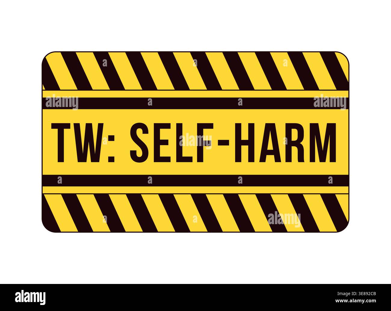 Trigger warning self harm label overlay Stock Vector
