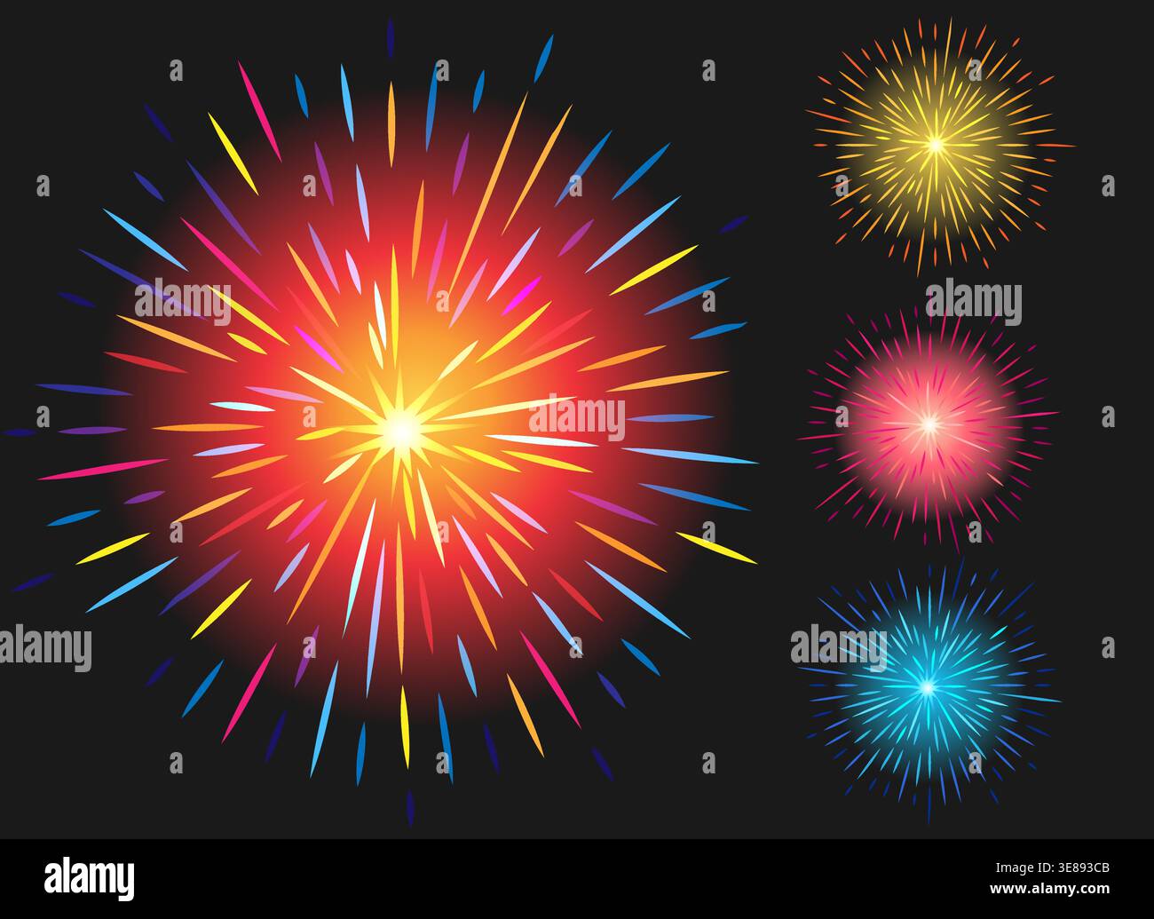 Firecracker festive fireworks set Stock Vector