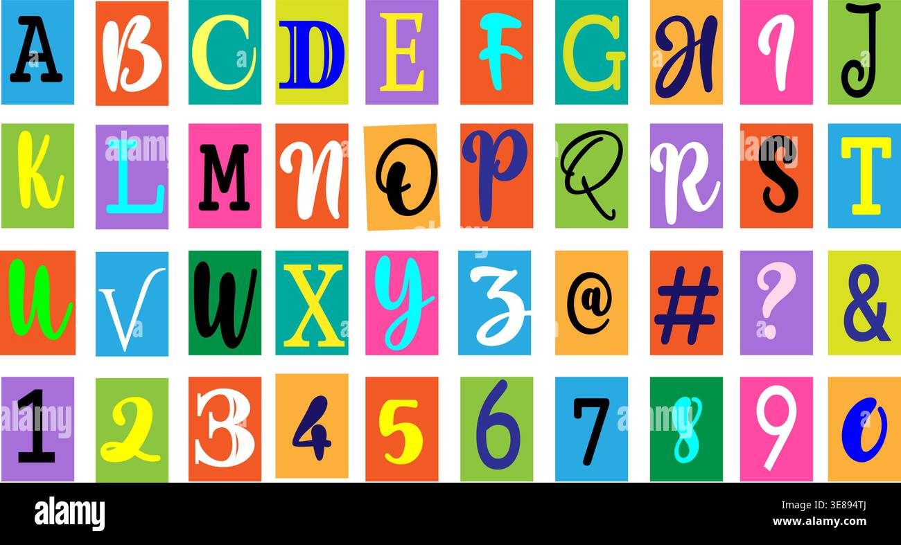 Cutout paper with letters numbers Stock Vector
