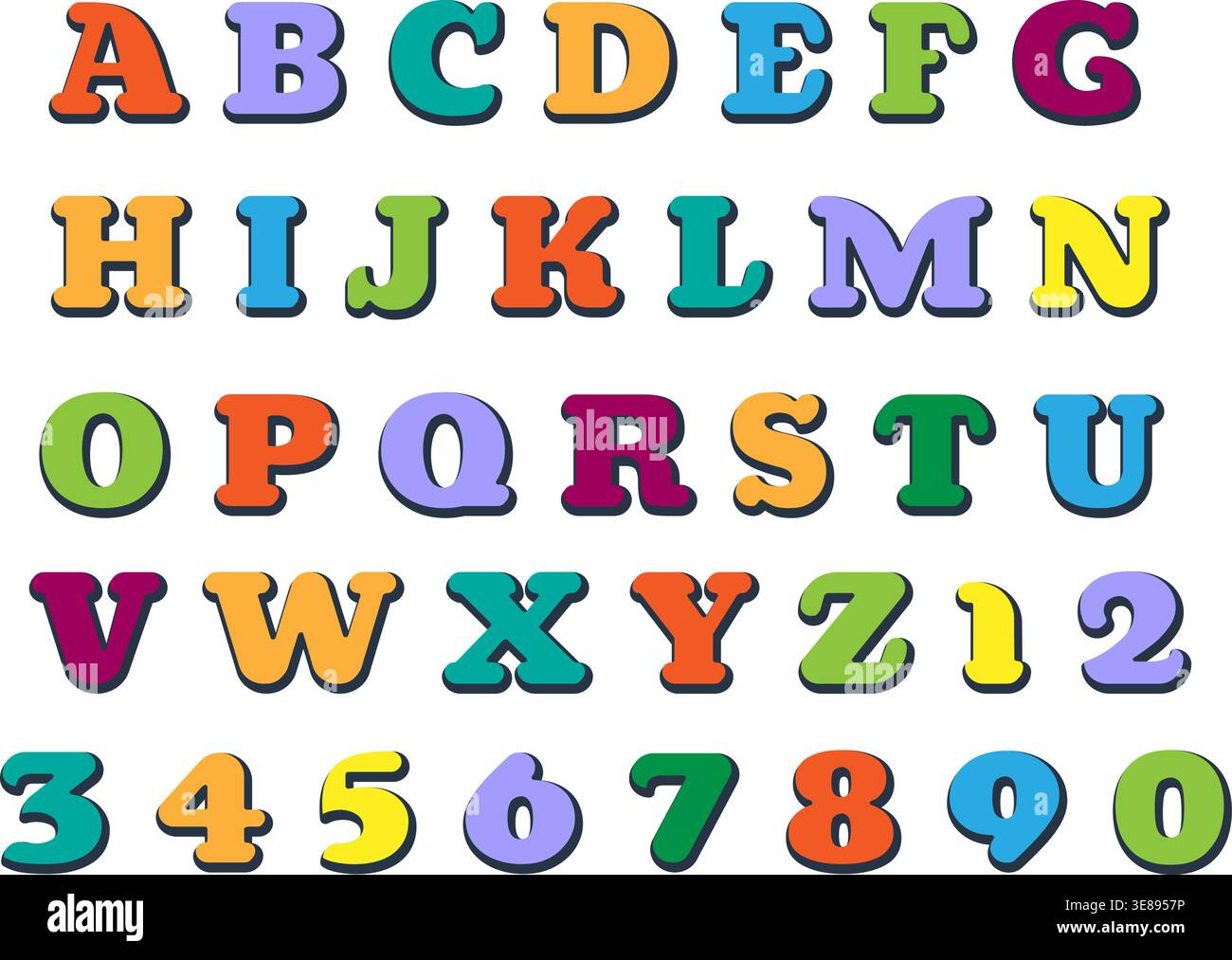 Cartoon letters and numbers Stock Vector