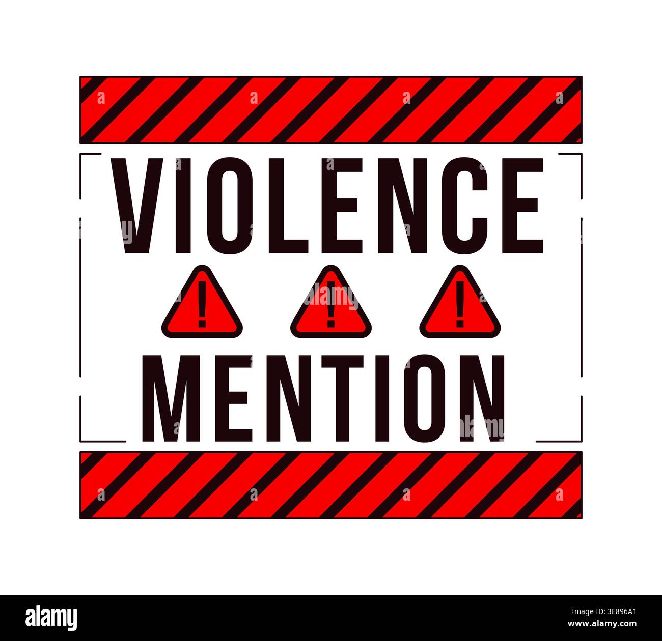 Violence mention warning label overlay Stock Vector