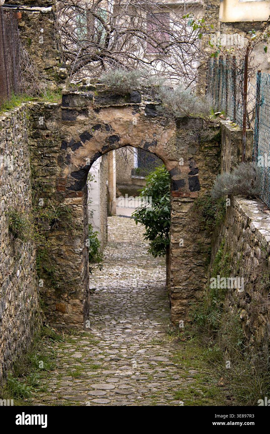 alley in the town of Malaucène Stock Photo