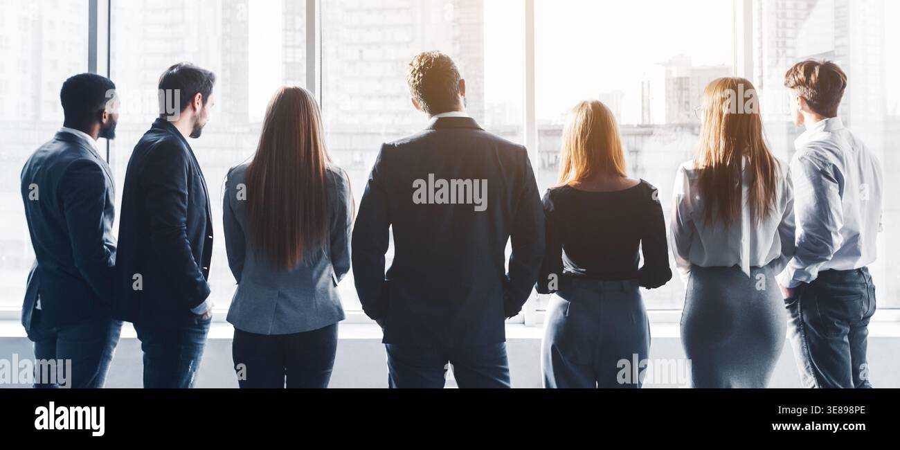 Business team having break at meeting, back view Stock Photo