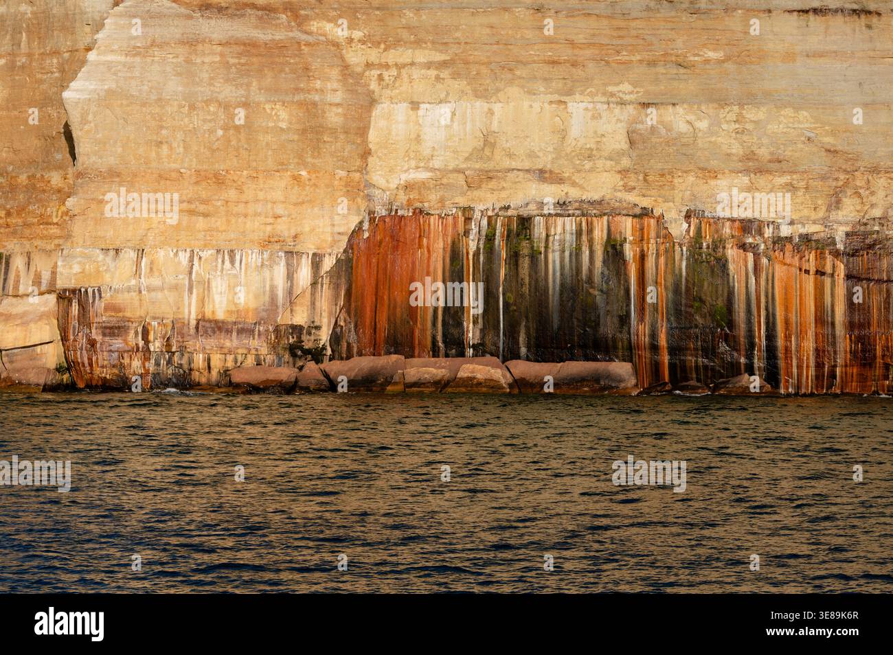 Pictured Rocks National Lakeshore colorful mineral stripes sandstone ...