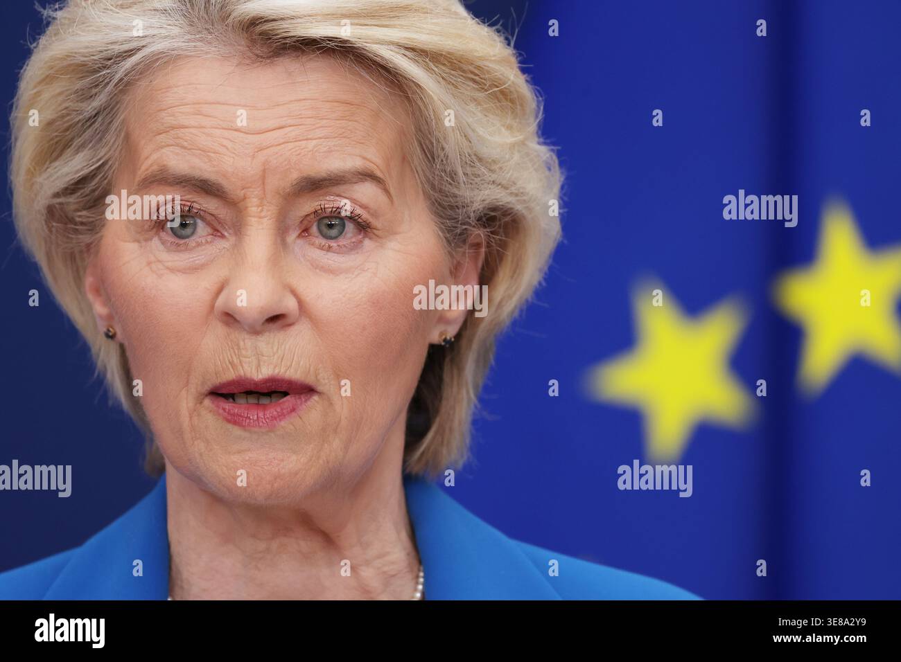 European Commission President Ursula von der Leyen speaks during a ...