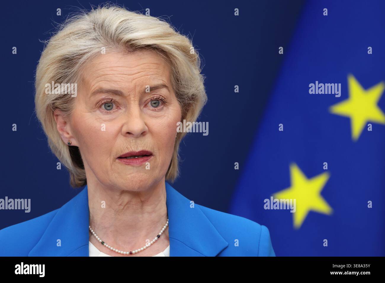 European Commission President Ursula von der Leyen at EU headquarters ...