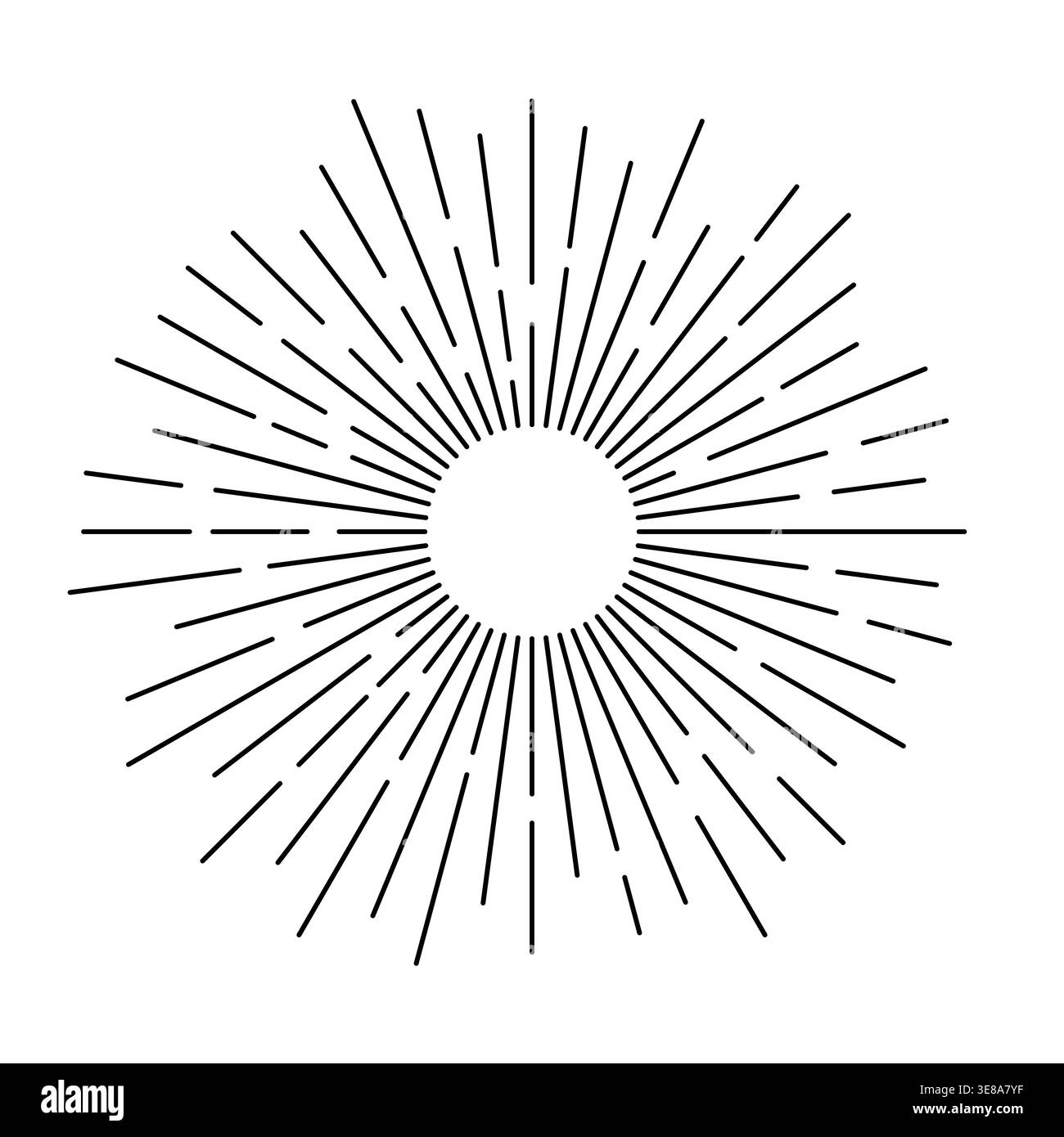 Minimalist sunburst illustration in line art style with radiating ...