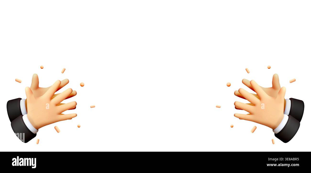 3d cartoon hands clapping Stock Vector