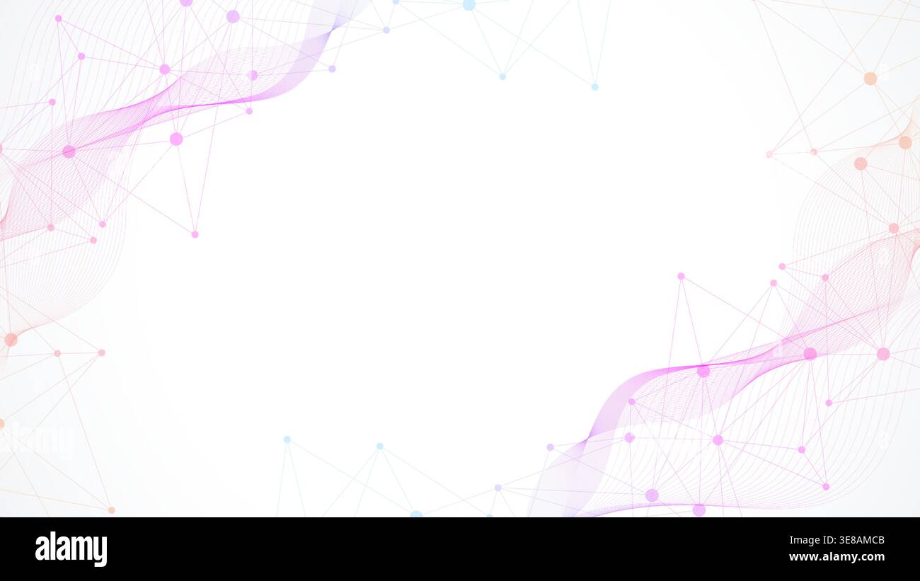 Abstract technology connect background lines and dots with hexagons. Modern hexagons technology concept design background. Vector illustration. Stock Vector