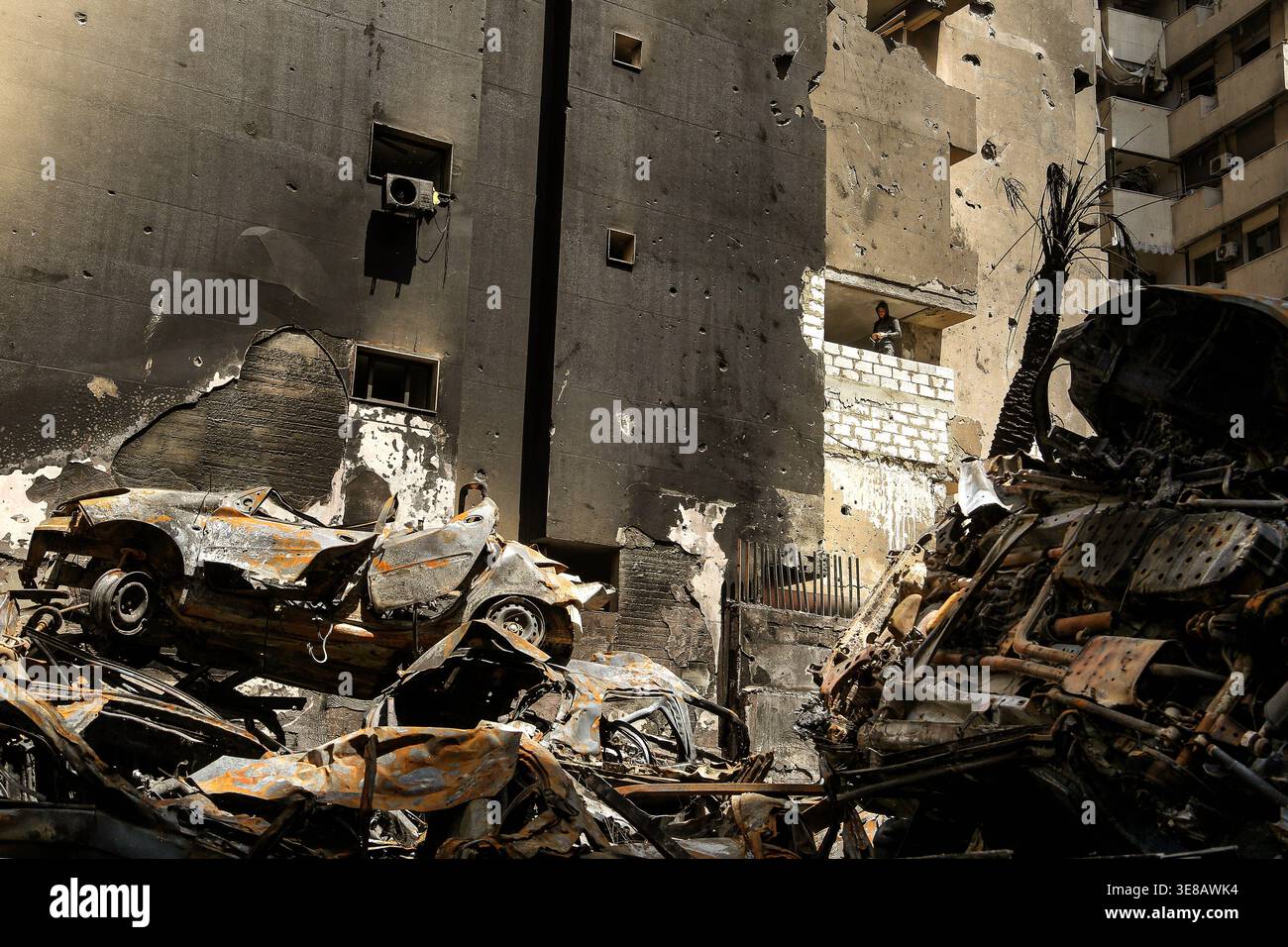Devastated Building April 13, 2026, Beirut, Beirut, Lebanon: A Lebanese work on repairing ...