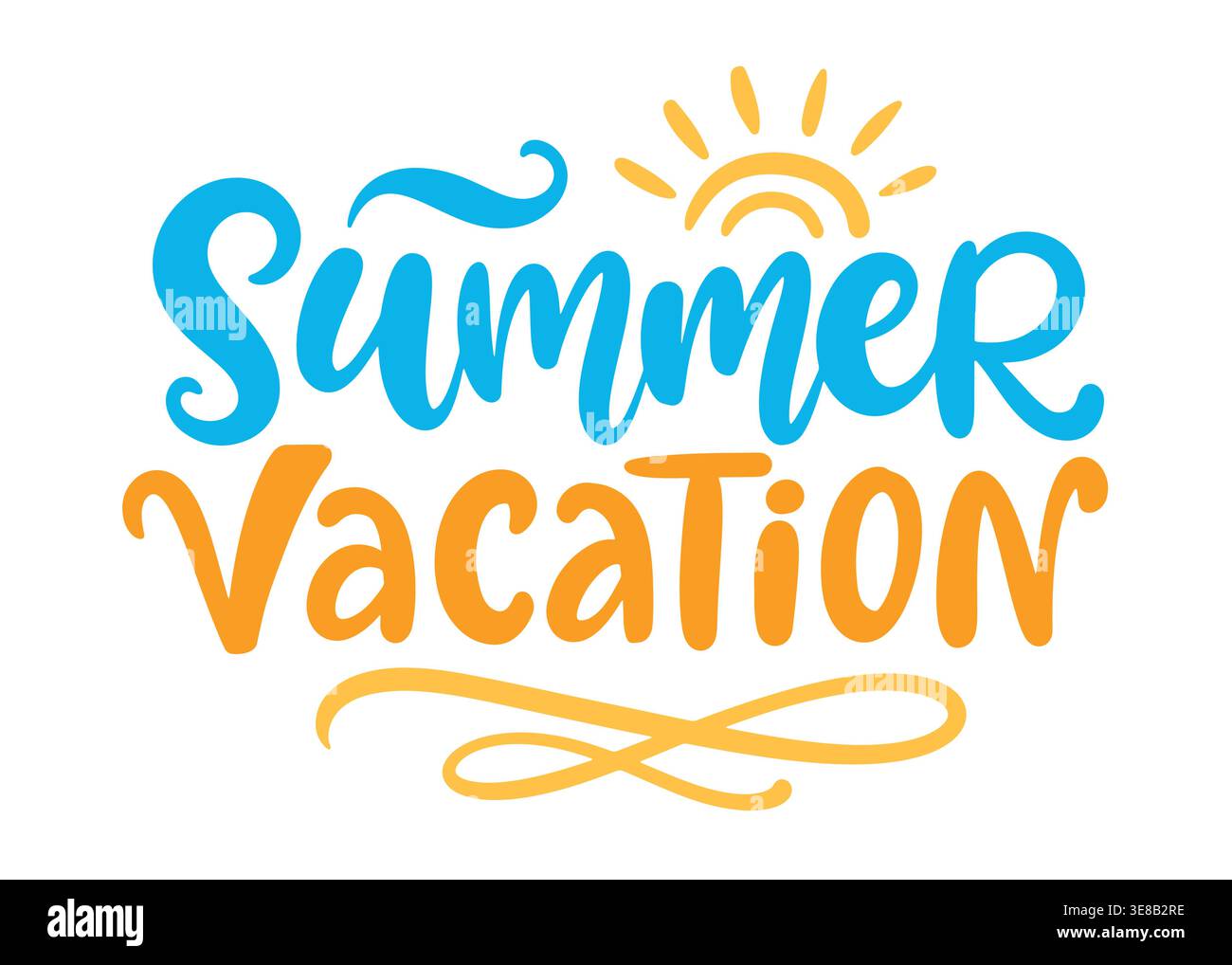 Summer Vacation hand written lettering logo Stock Vector