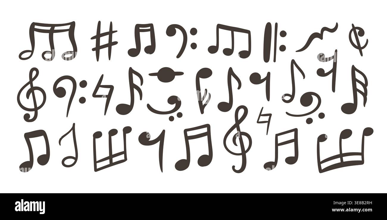 Music doodle elements set with notes and symbols Stock Vector