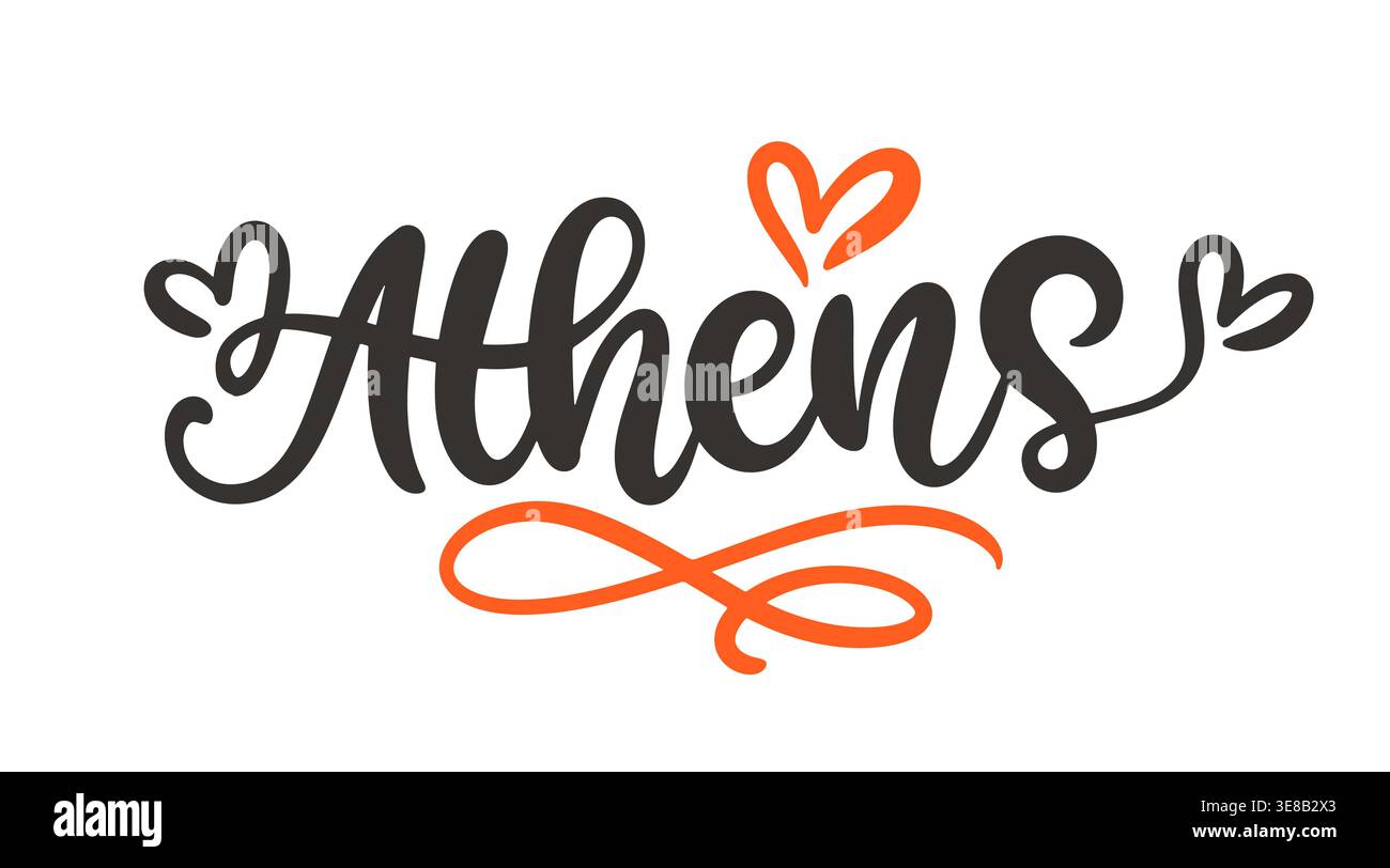 Athens Greece hand lettering modern calligraphy Stock Vector