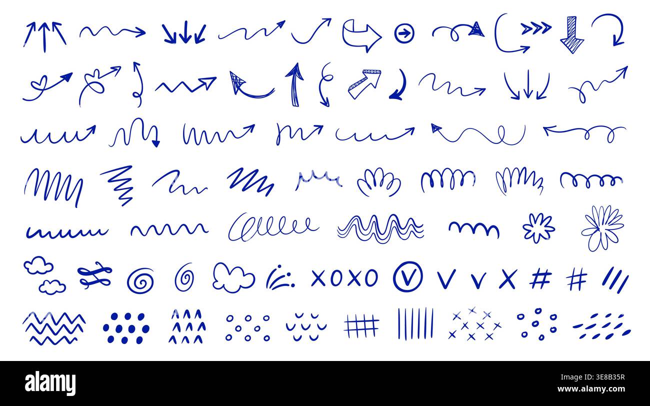 Vector Different Scribbles Design Elements Doodle Stock Vector