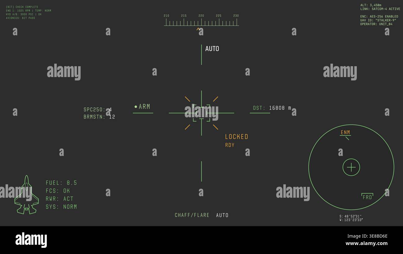 Realistic modern war plane camera ui Stock Vector