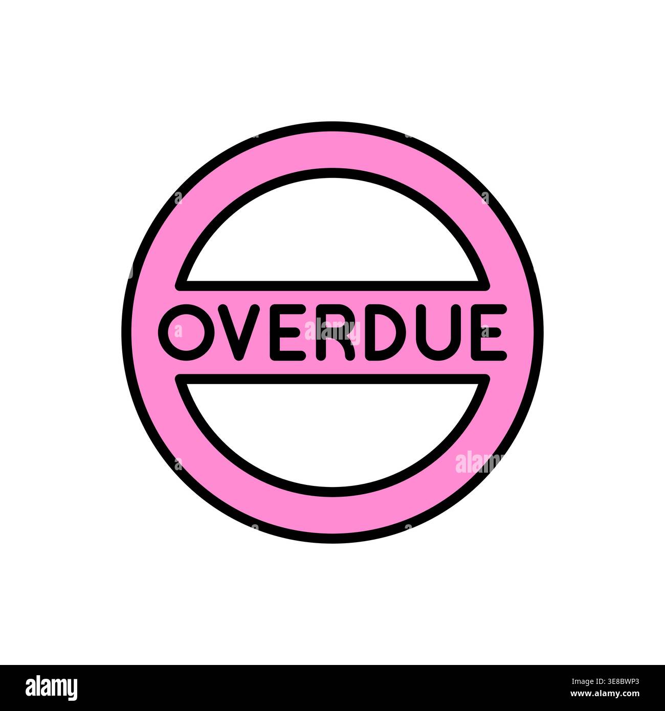 OVERDUE Warning Icon with Red Label in Circular Pastel Frame Vector ...