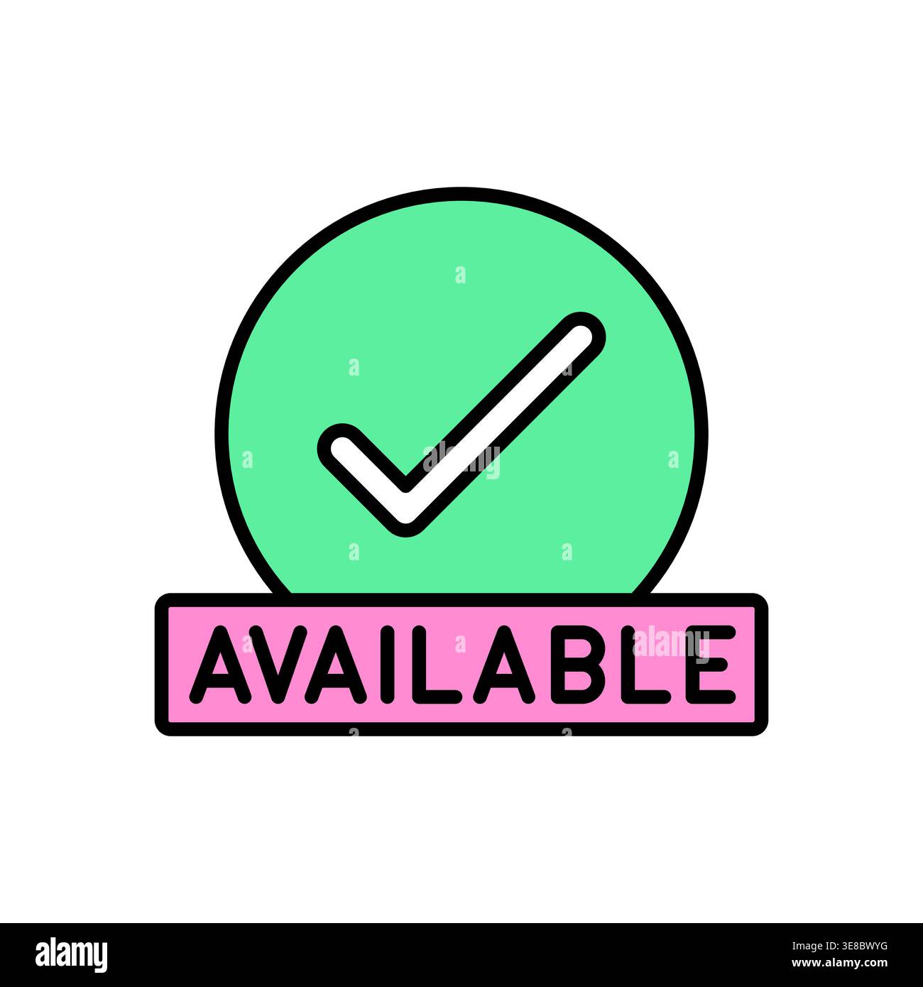 Pastel AVAILABLE Tag with Checkmark and Green Background Vector Illustration Stock Vector