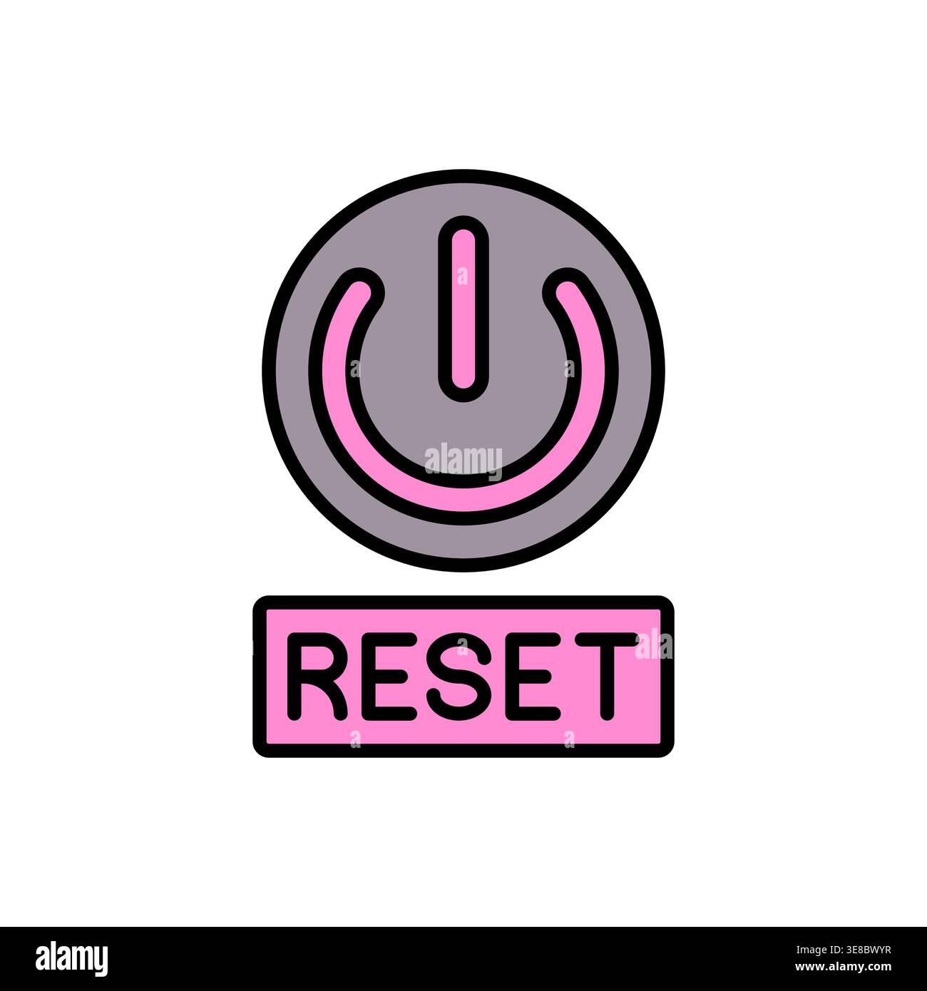 Modern Reset Interface Icon with Power Symbol and Pink-Grey Theme Vector Illustration Stock Vector