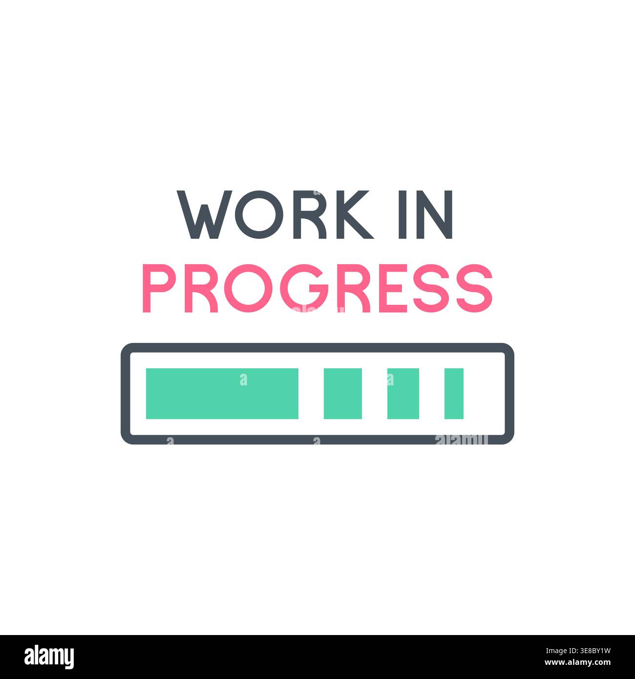 WORK IN PROGRESS Icon with Progress Bar and Highlight Text Vector Illustration Stock Vector