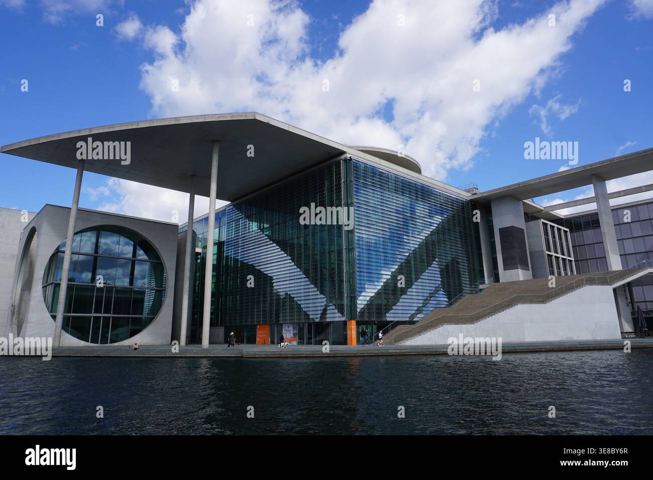 Marie-Elisabeth-Lüders-Haus is a German government building with modern architecture by the river Spree in Berlin, Germany. Stock Photo