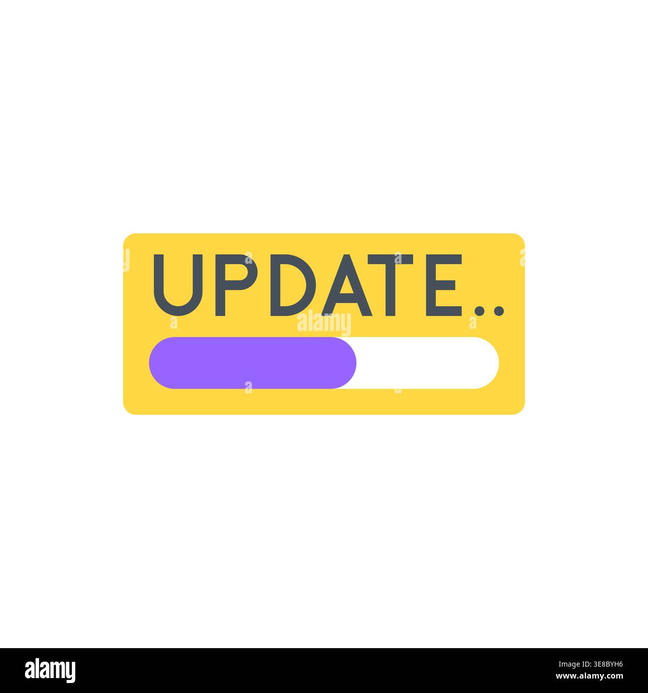 UPDATE Label Banner in Yellow with Loading Bar Vector Illustration Stock Vector