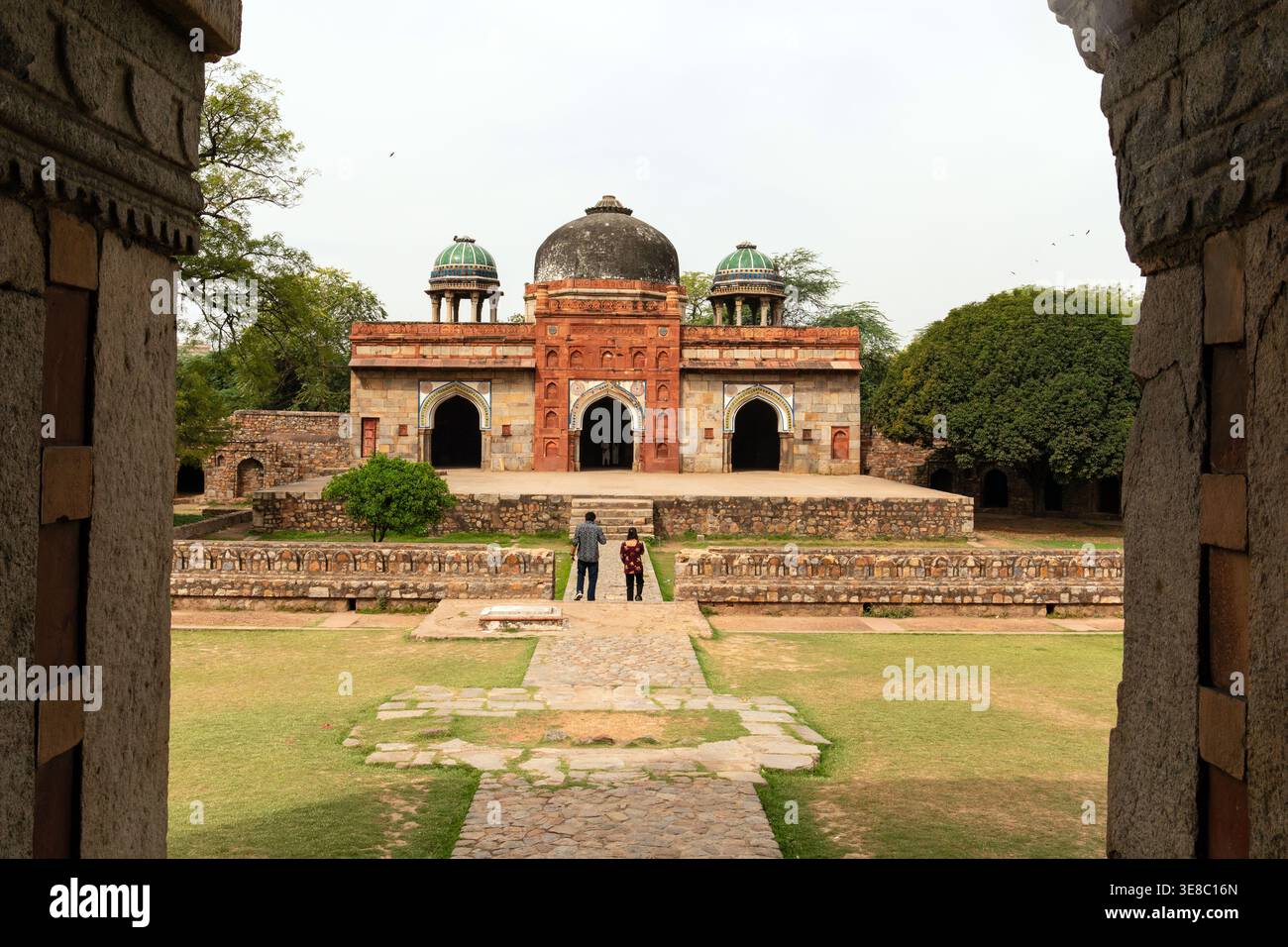 Mosque inside Isa Khan's Tomb, located within the Humayun's Tomb complex in Delhi, India. Stock Photo
