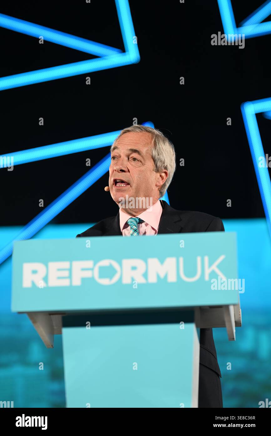 Reform UK leader Nigel Farage at the Reform UK Holyrood election ...