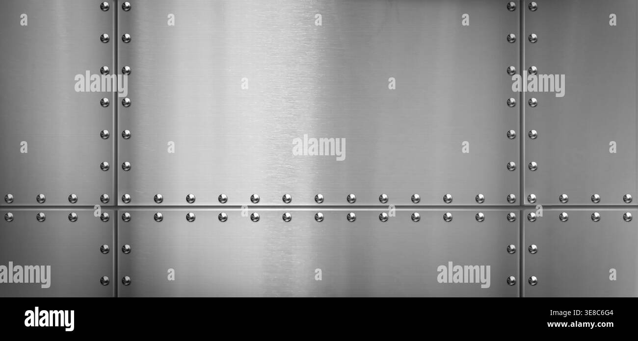 Steel metal border, background with rivets and iron texture, vector ...