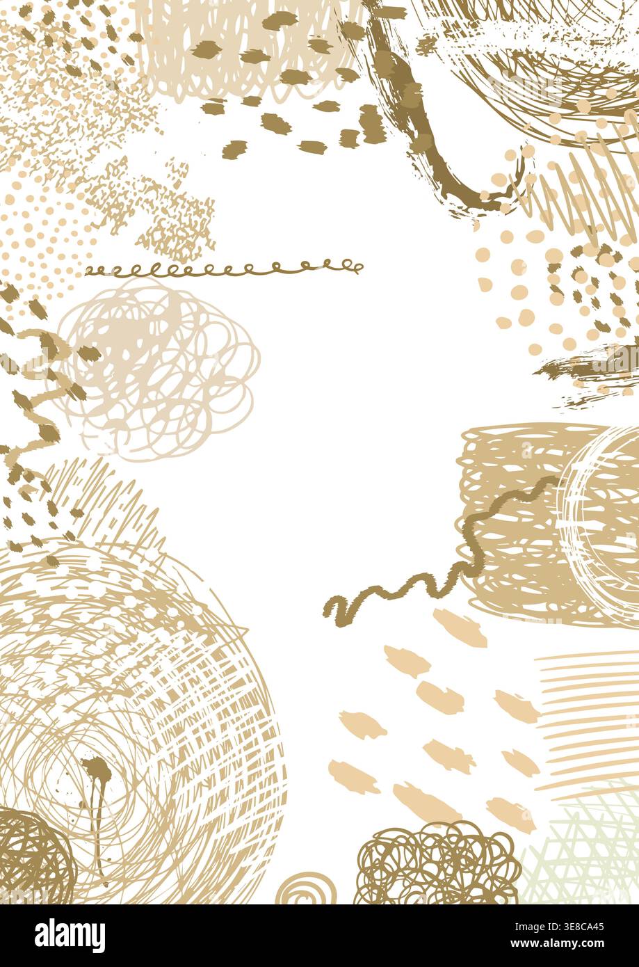 Beige abstract background A4. Hand drawn. Not AI, vector illustration. Stock Vector