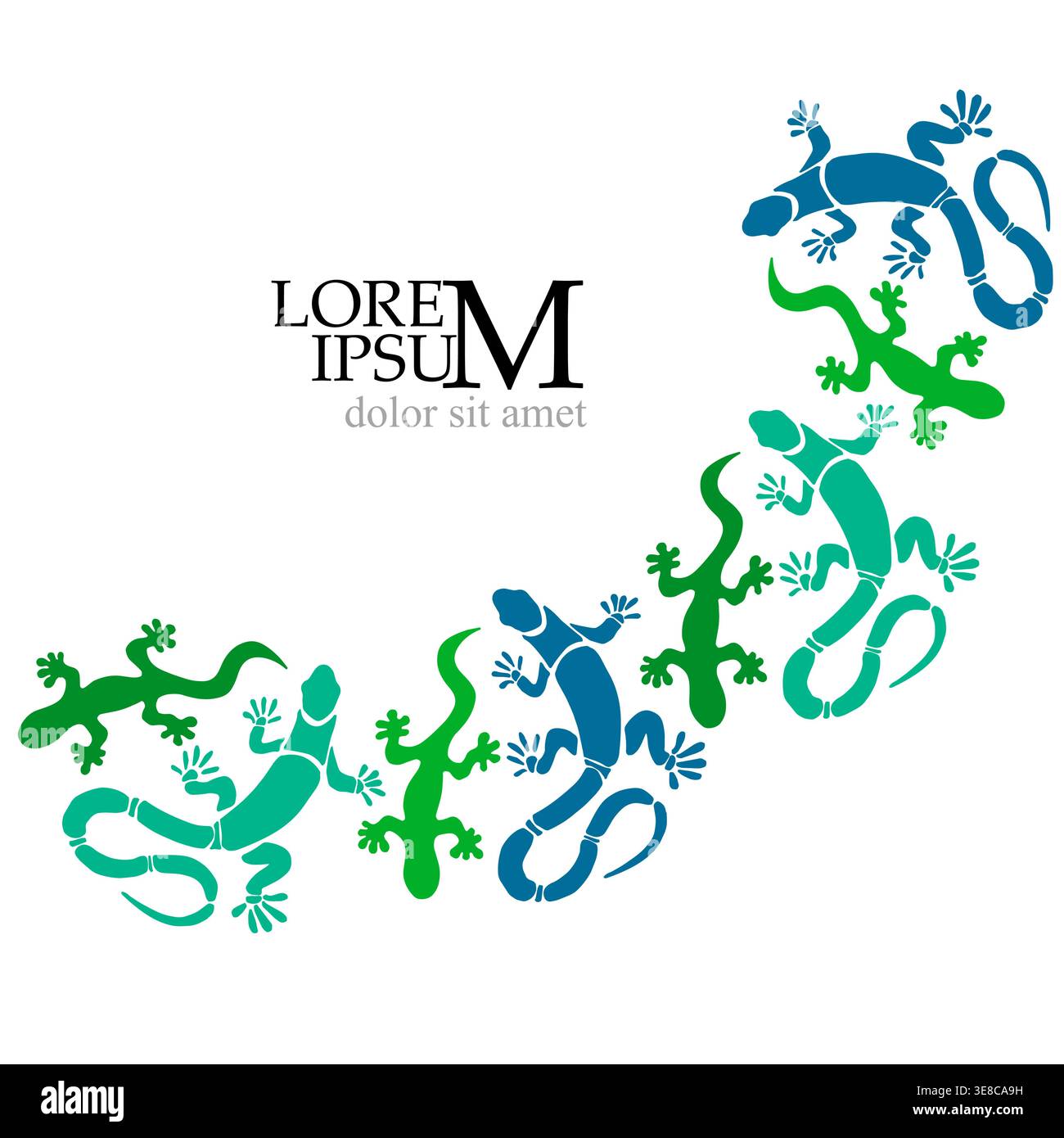 Lizards abstract frame. Hand drawn. Not AI, vector illustration. Stock Vector