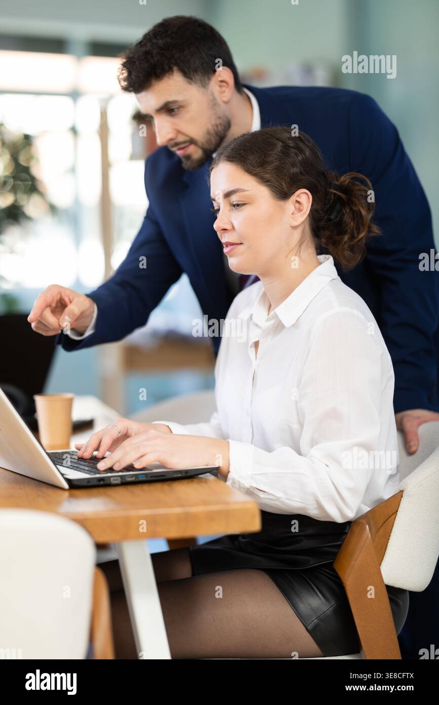 Employees working on the project in office Stock Photo