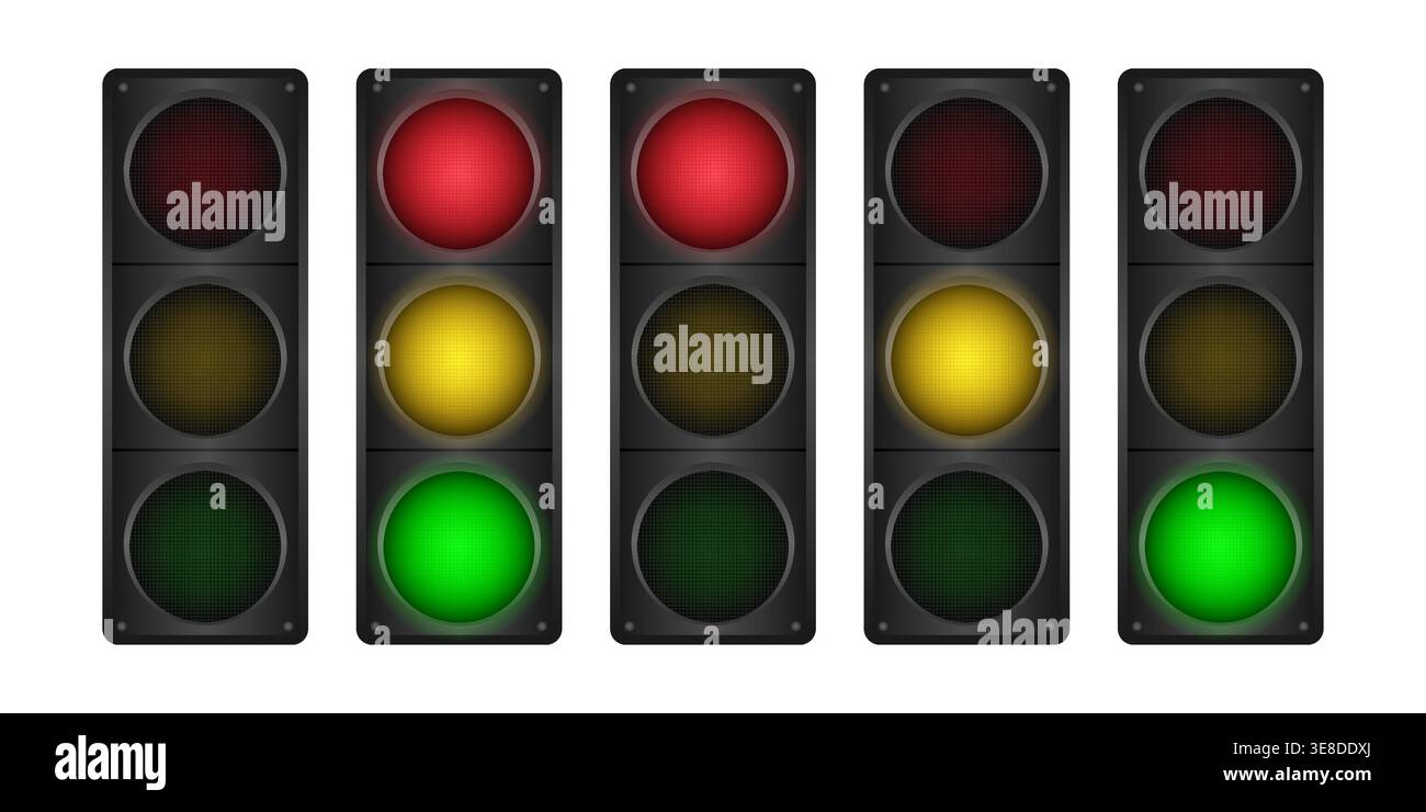 Traffic Light. Vector Illustration Isolated on White Background. Stock Vector