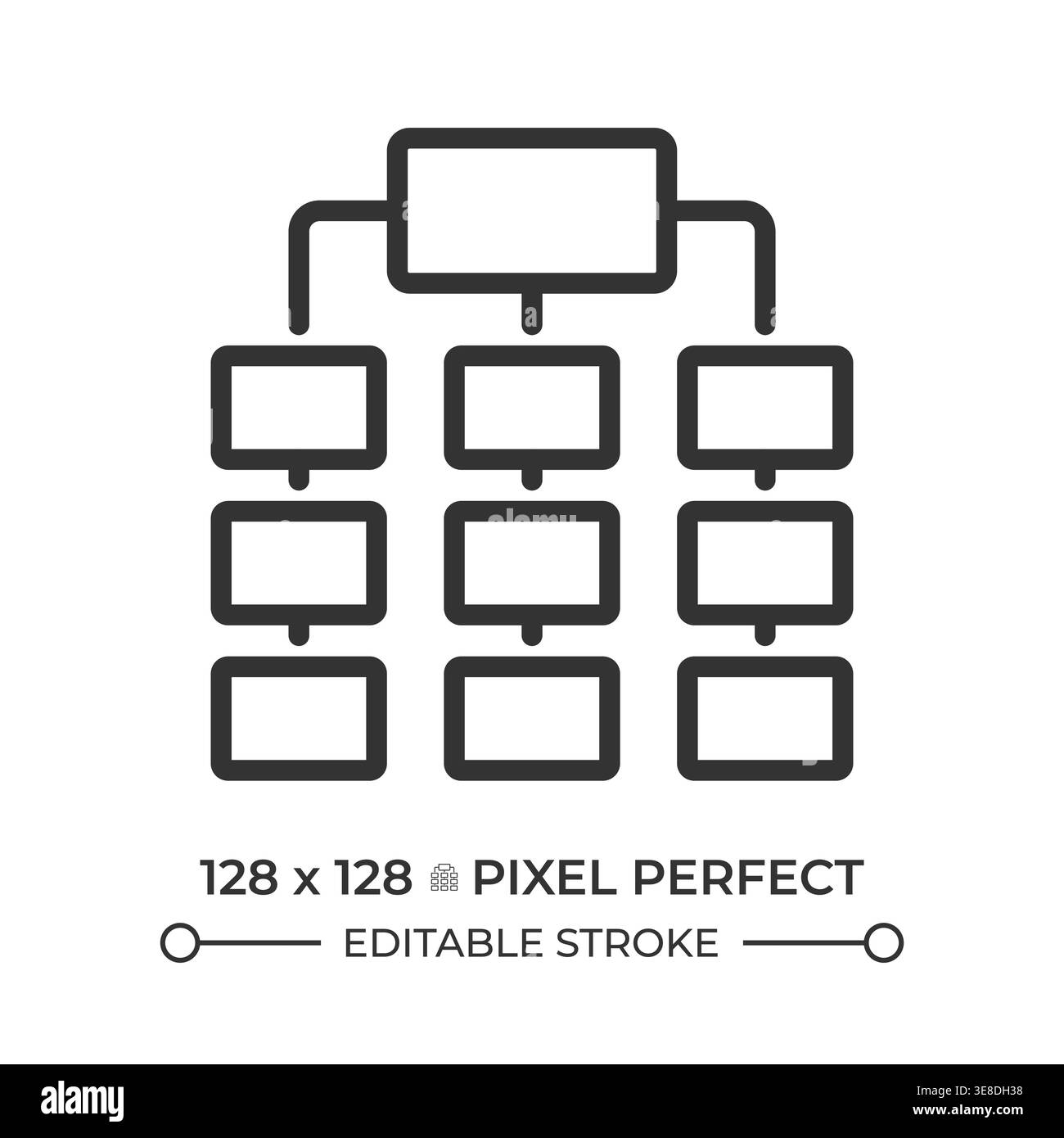 Multi level hierarchy pixel perfect line icon Stock Vector