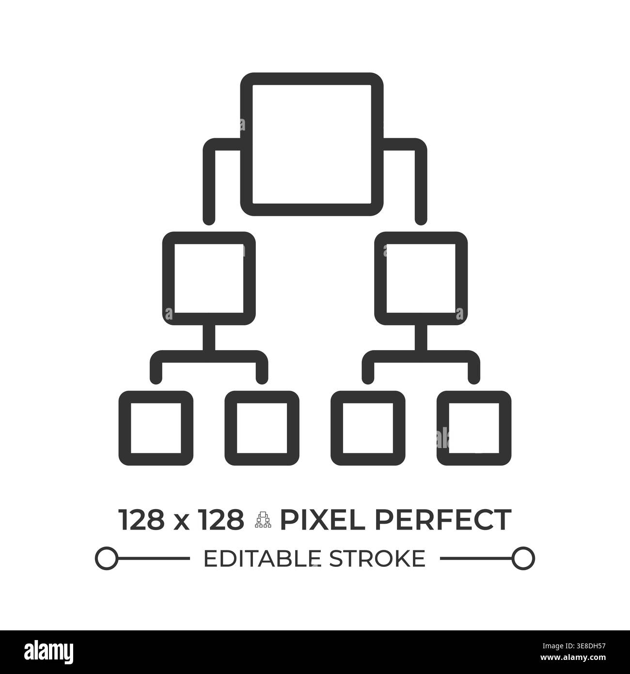 Binary tree pixel perfect line icon Stock Vector