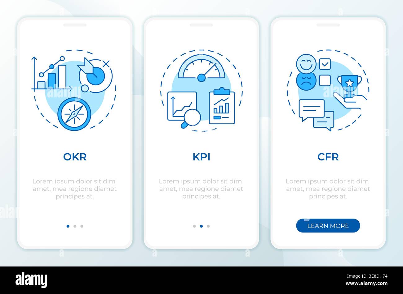 Staff management systems blue onboarding mobile app screen Stock Vector