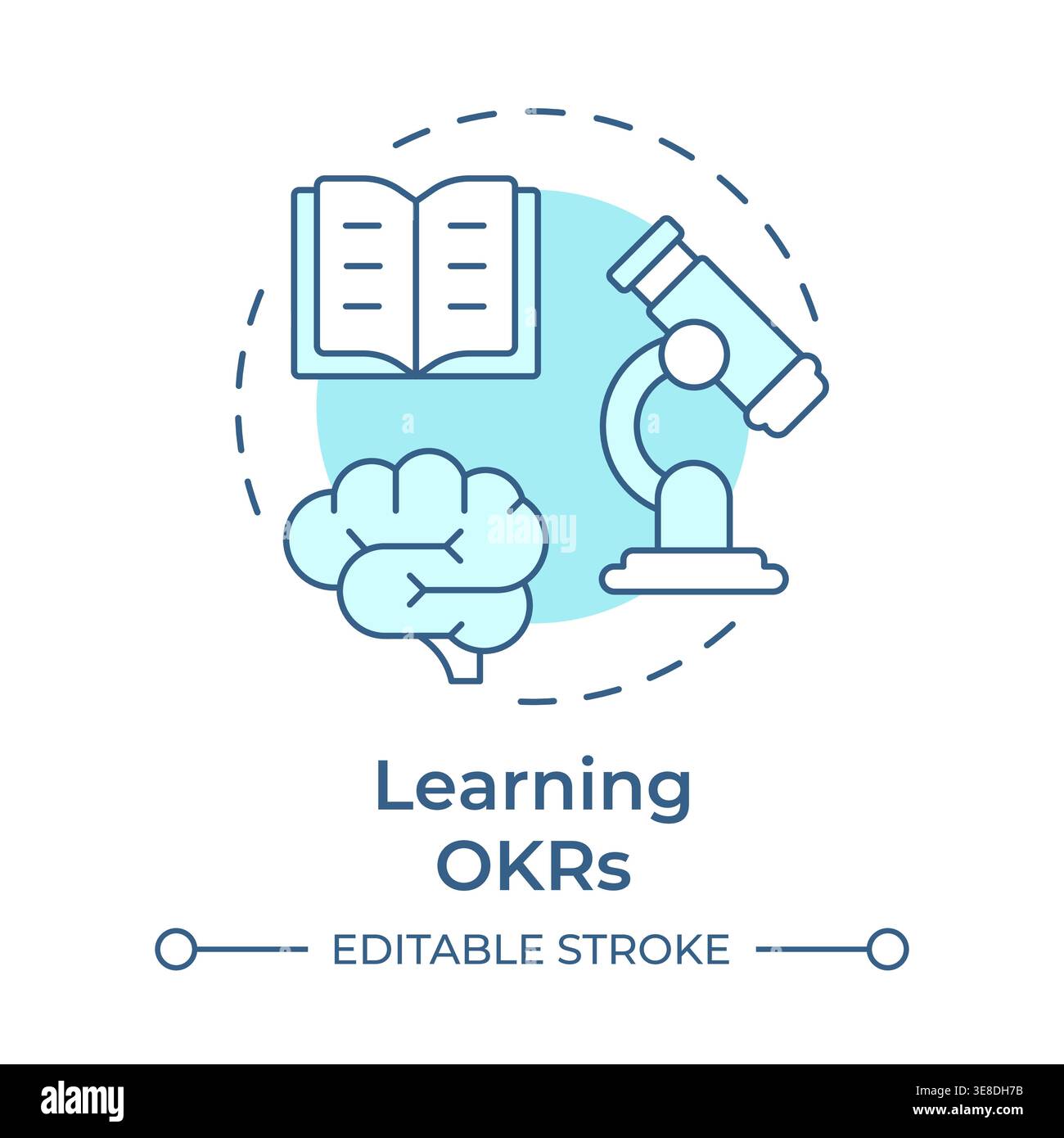 Learning okrs soft blue concept icon Stock Vector