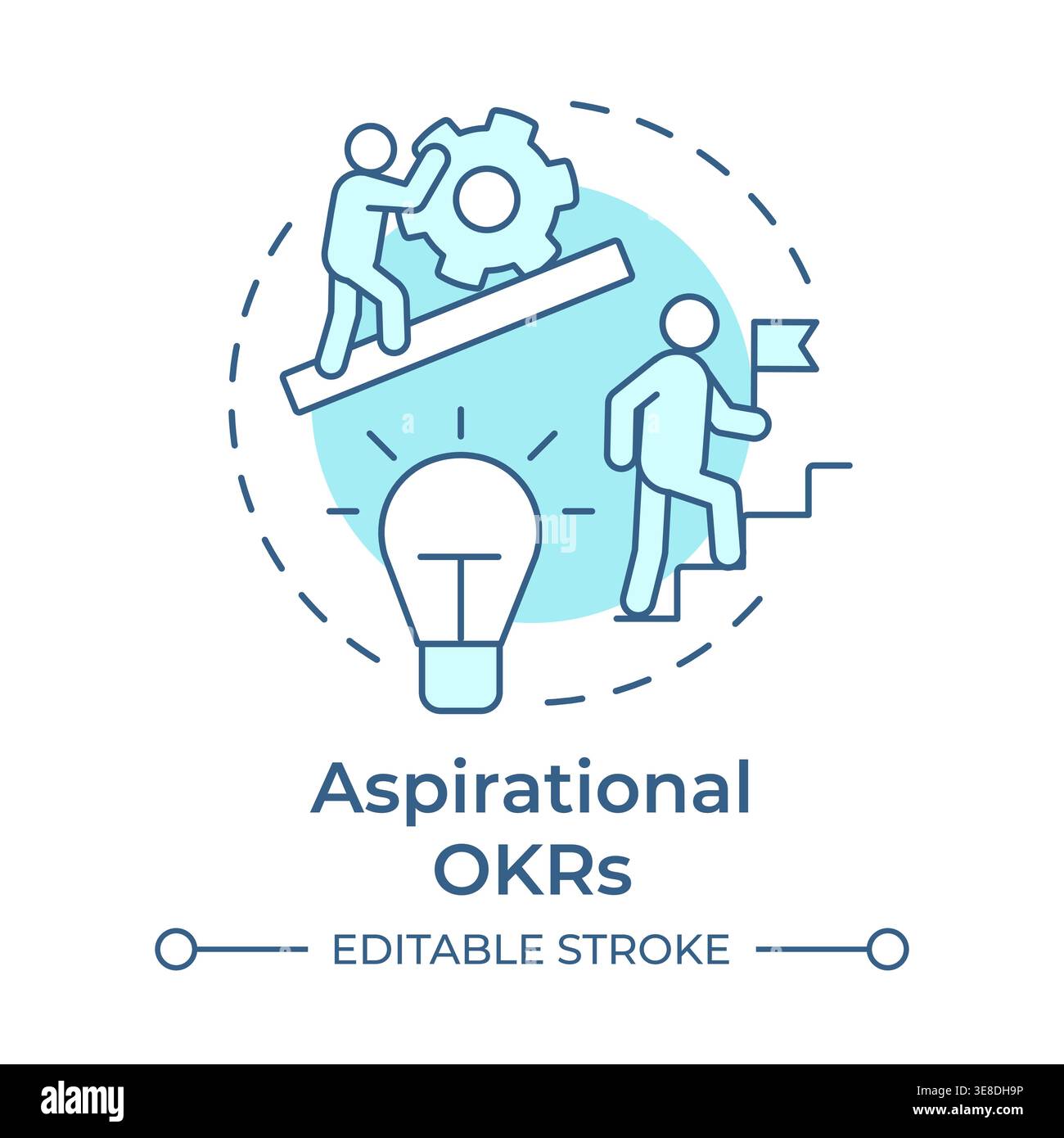 Aspirational okrs soft blue concept icon Stock Vector