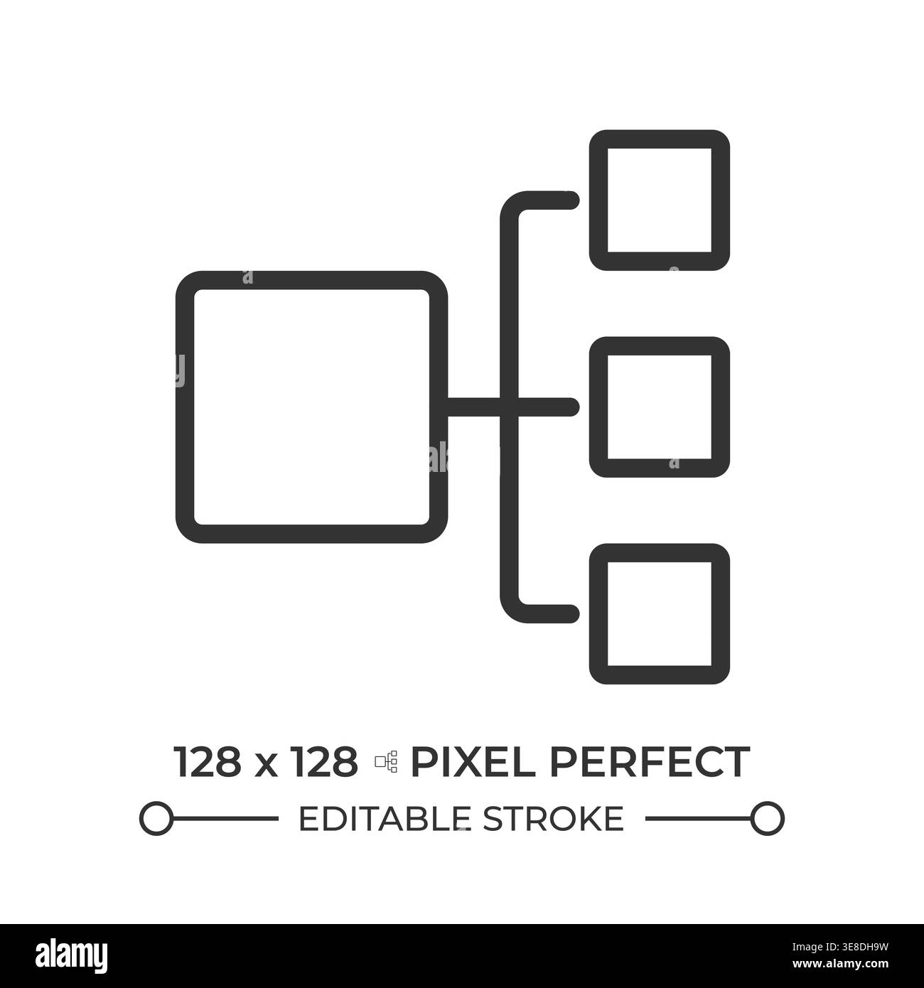 Decision tree pixel perfect line icon Stock Vector
