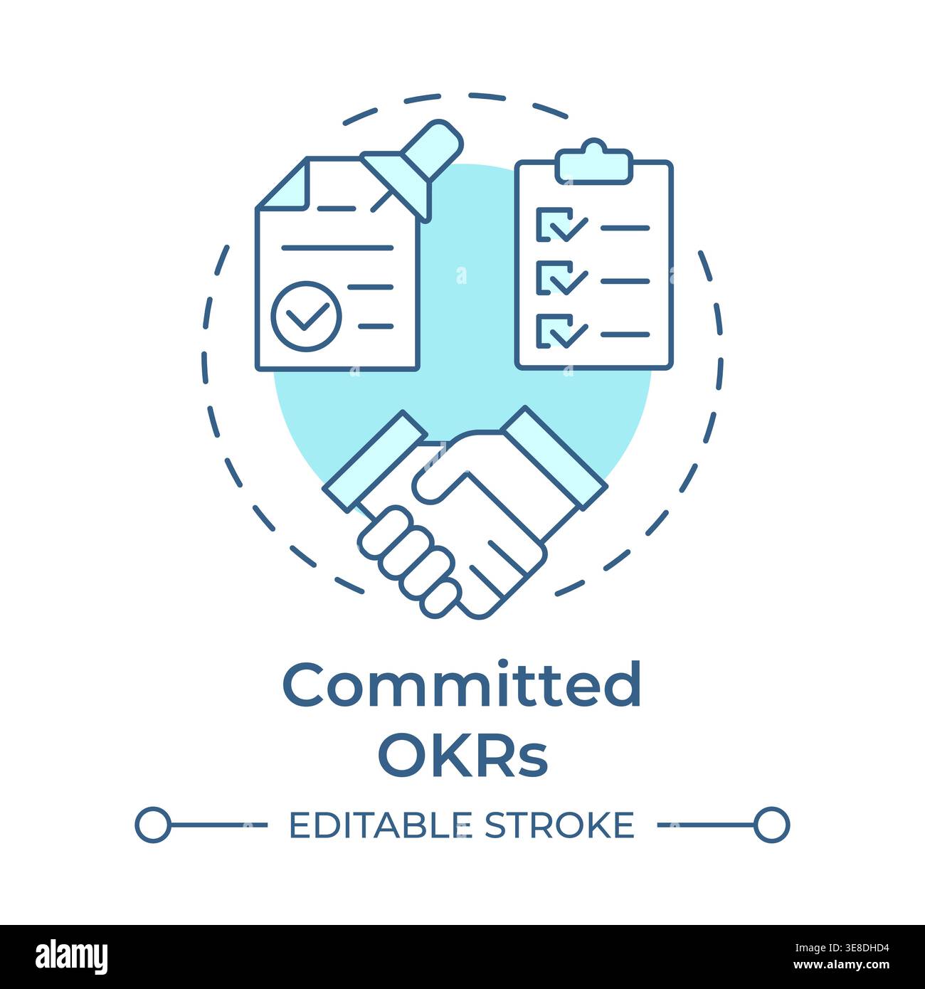Committed okrs soft blue concept icon Stock Vector