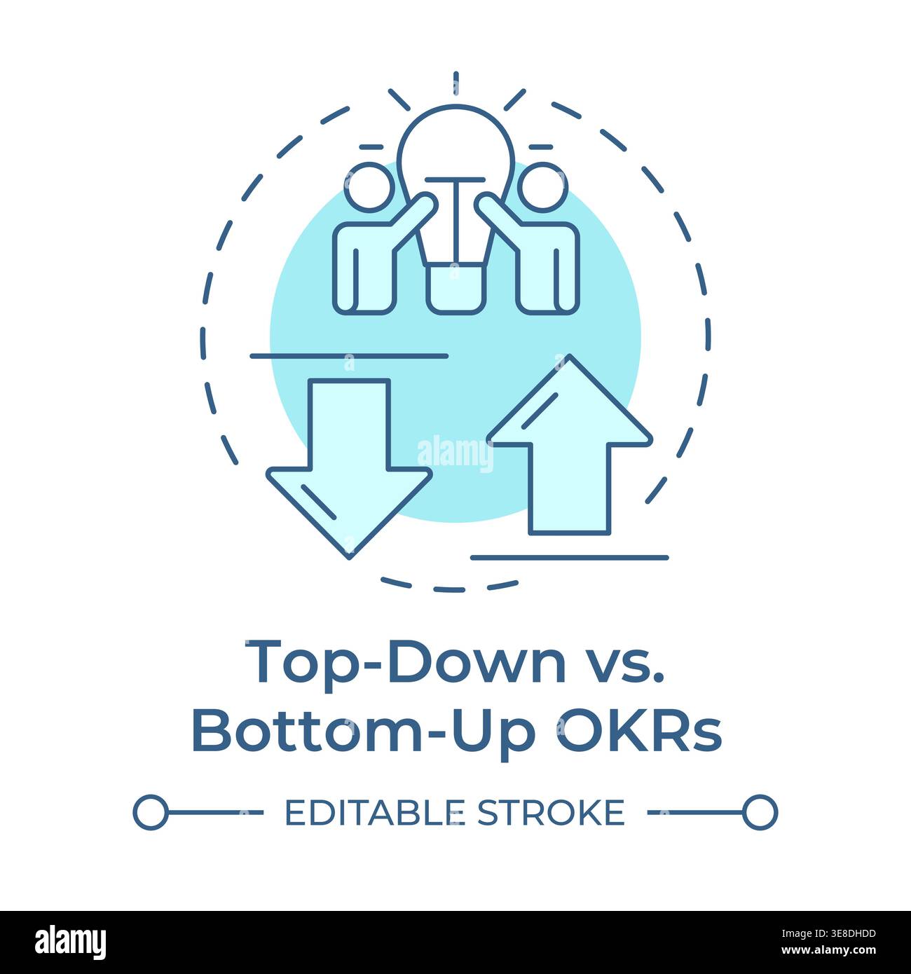 Top down versus bottom up okrs soft blue concept icon Stock Vector