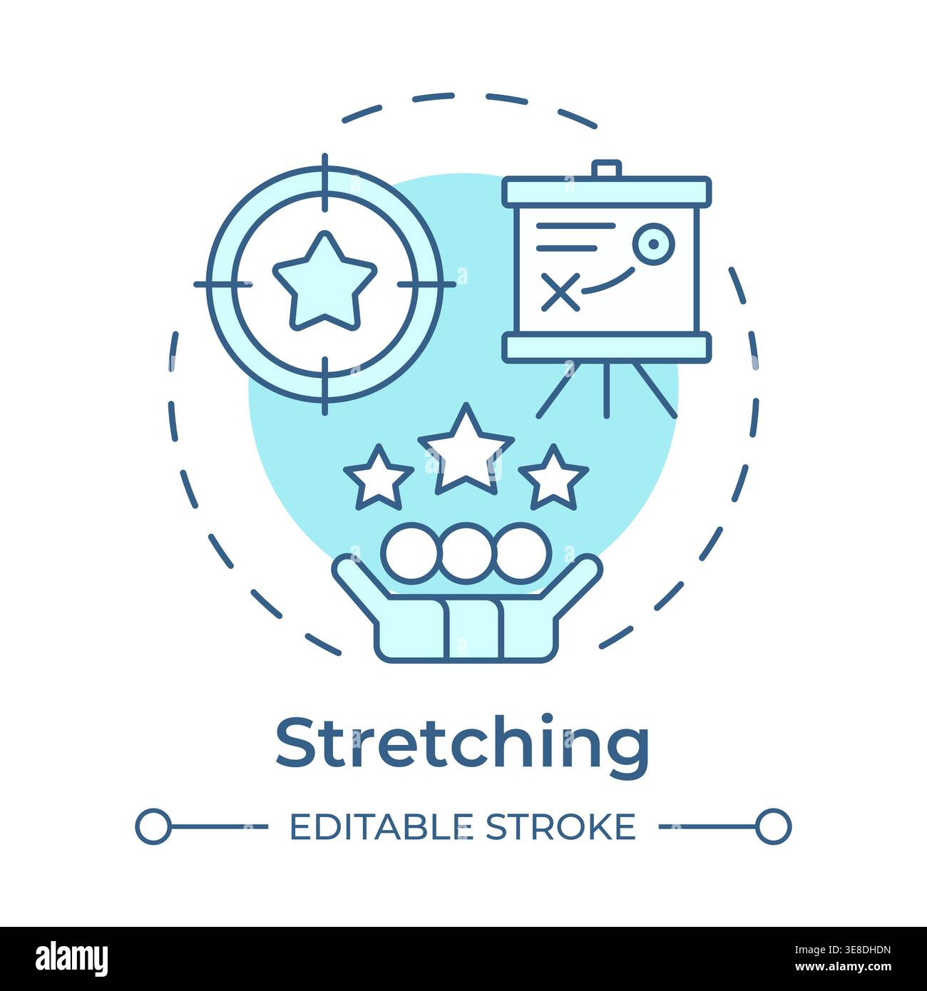 Stretching soft blue concept icon Stock Vector