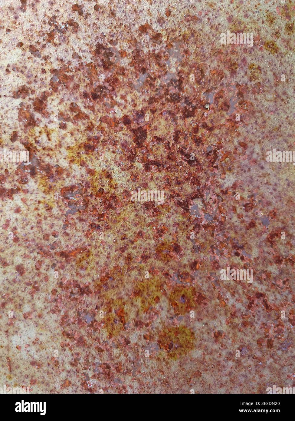 Detailed texture of heavy orange and brown rust spots on a weathered ...