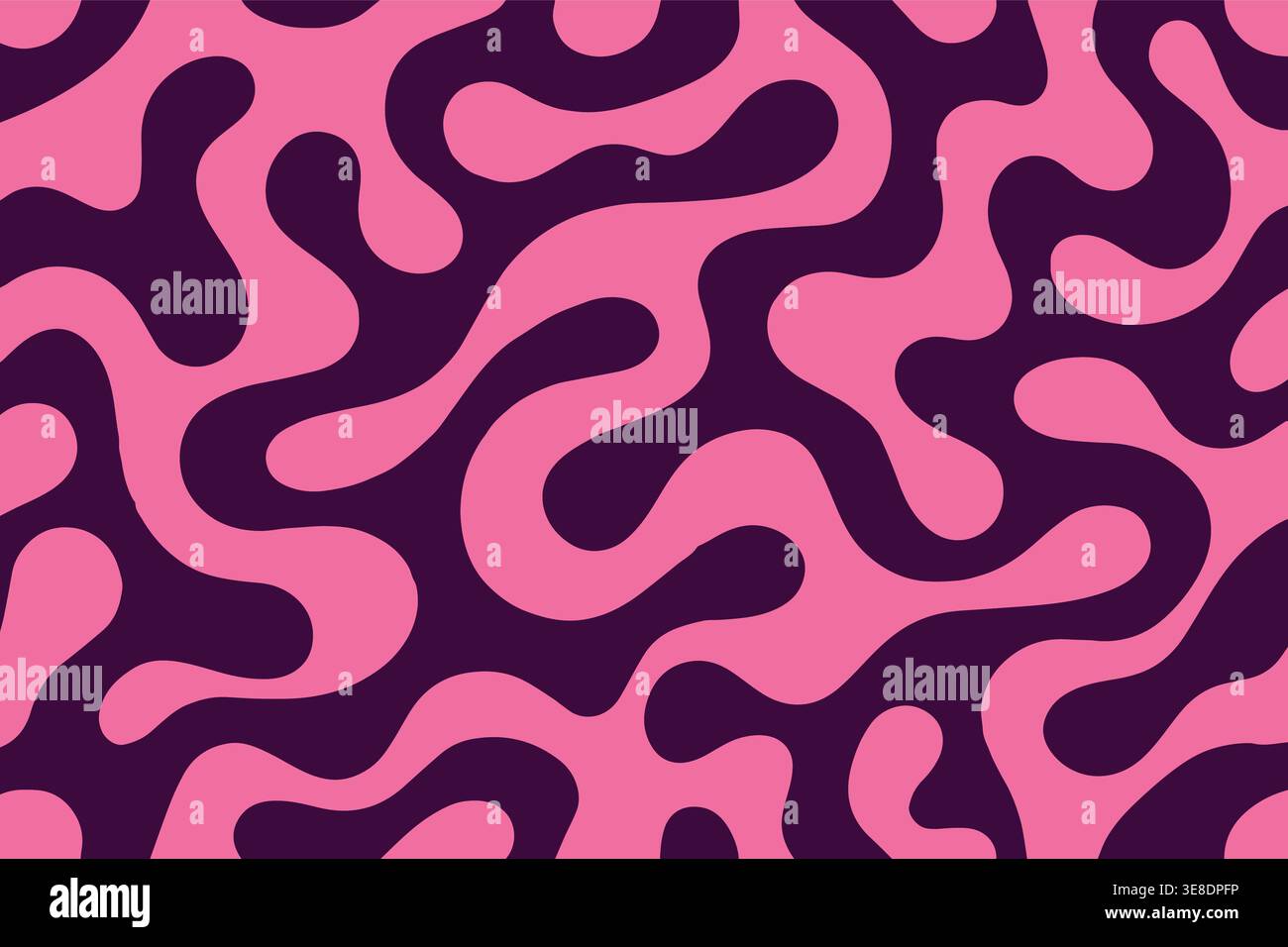 Pink and black organic wavy seamless retro abstract pattern Stock Vector